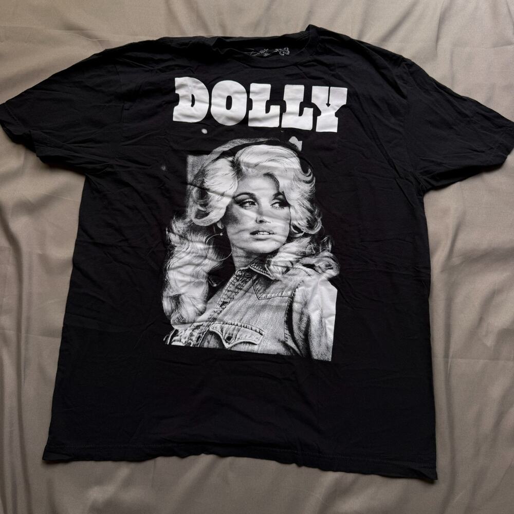 Dolly Parton Shirt Large Black Portrait Country Music Western Americana Icon